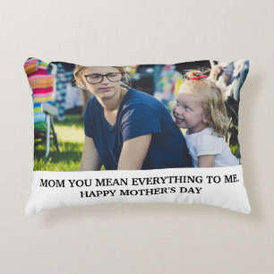 Modern mothers day photo mom you mean everything accent pillow