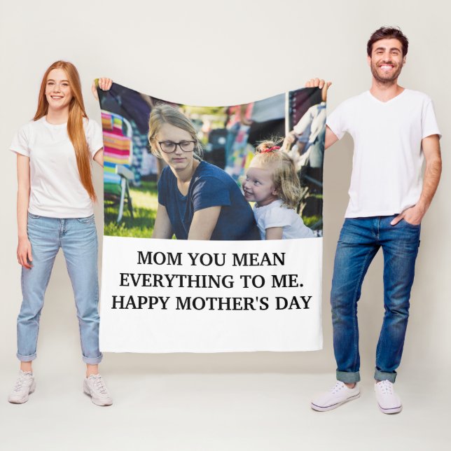 Modern mothers day photo mom you mean everything fleece blanket (In Situ)