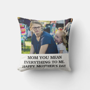 Modern mothers day photo mom you mean everything throw pillow