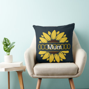 Modern Mother's Day Sunflower Throw Pillow