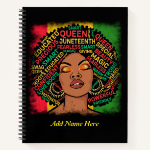 Modern Motivational Black Girl Typography Script  Notebook