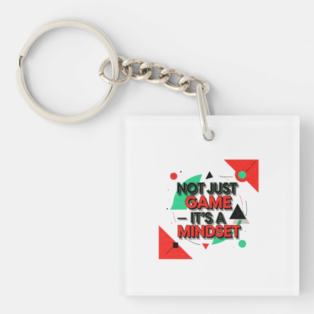 Modern Motivational Graphic with "Not Just Game It Keychain (Front)