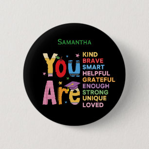 Modern Motivational Positive Affirmations Name 2 Inch Round Button