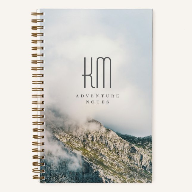 Modern Mountain Adventure Monogram (for men) Notebook (Front)