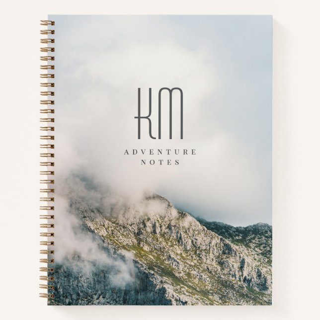 Modern Mountain Adventure Monogram (large) Notebook (Front)