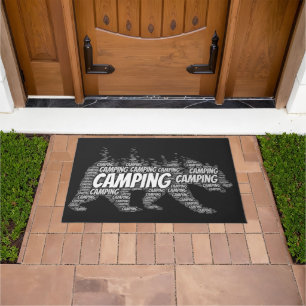 Modern Mountain Black Bear Walking Doormat