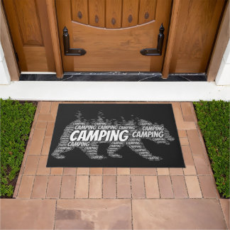 Modern Mountain Black Bear Walking Doormat