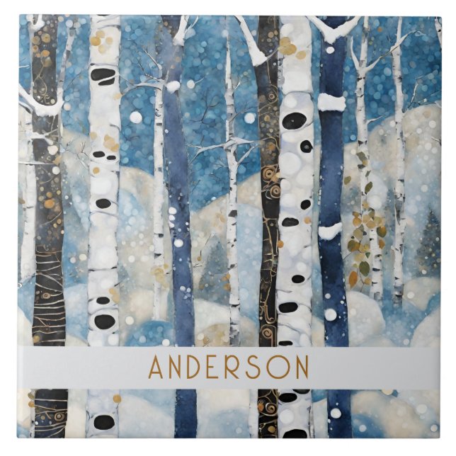 Modern Mountain Ceramic Tile (Front)