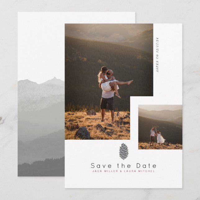 Modern Mountain Save the Date | Multi Photo Invitation (Front/Back)