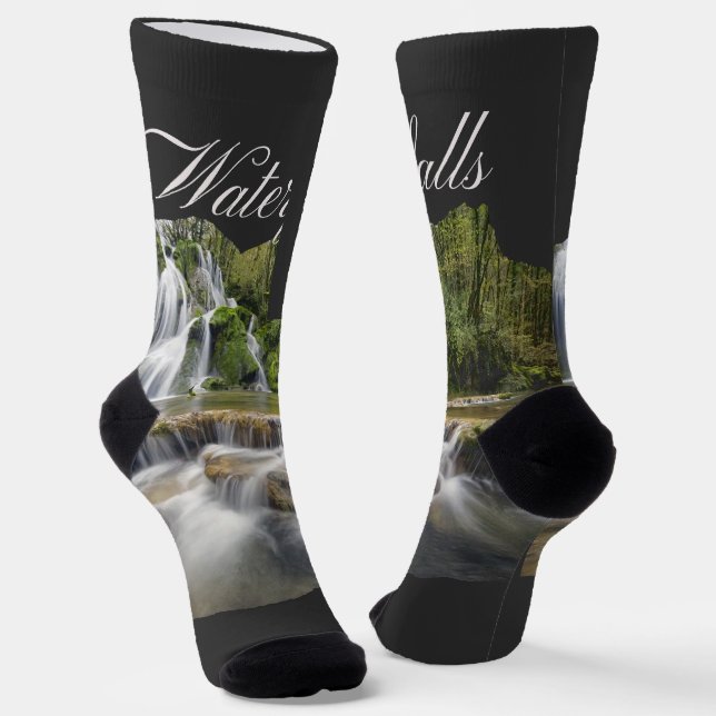 Modern Mountain Waterfalls in NC Socks (Angled)