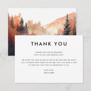 Modern Mountain Wedding Fall Custom Message Thank You Card