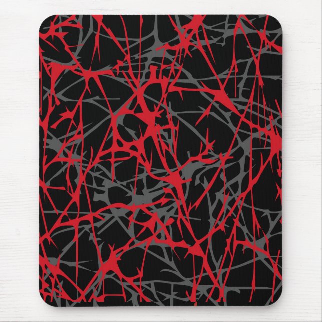Modern mousepad, abstract, black, red, grey mouse pad (Front)