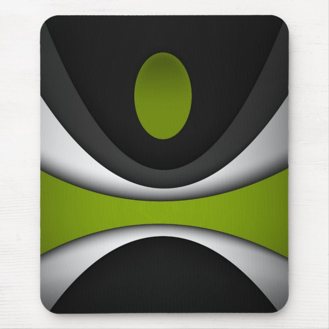 Modern mousepad, black, grey, green, abstract mouse pad (Front)