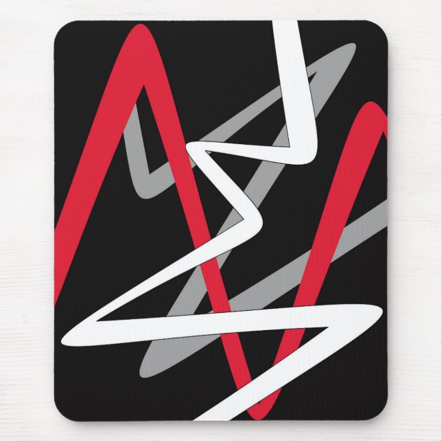 Modern mousepad, black, red, grey, white, abstract mouse pad (Front)