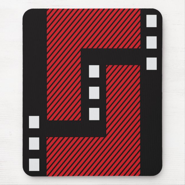Modern mousepad, black, red, white, abstract mouse pad (Front)