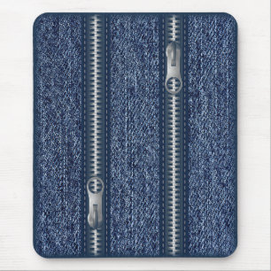 Modern mousepad, blue jeans with zipper mouse pad
