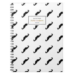 Modern Moustache Pattern Personalized Notebook