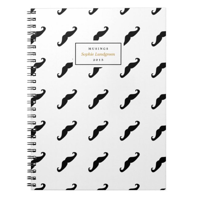 Modern Moustache Pattern Personalized Notebook (Front)