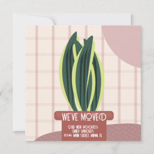 Modern Moved NEW HOME Address House Plants  Card
