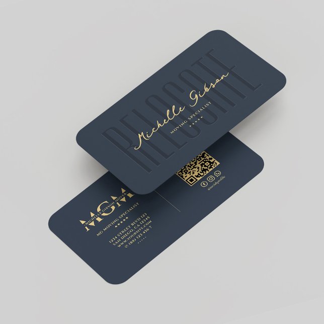 Modern Mover Moving Expert Monogram Blue Business Card (Modern Mover Moving Expert Monogram Blue Business Card
)
