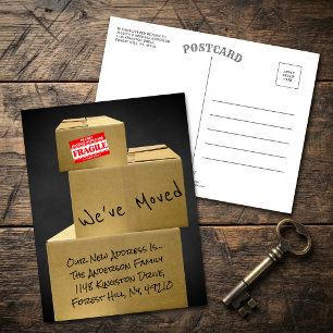 Modern Moving Boxes New Address Announcement Postcard