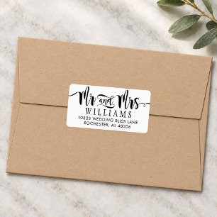 Modern Mr and Mrs Brush Script Wedding Label