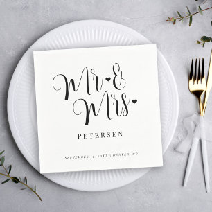 Modern Mr and Mrs script elegant wedding Napkin