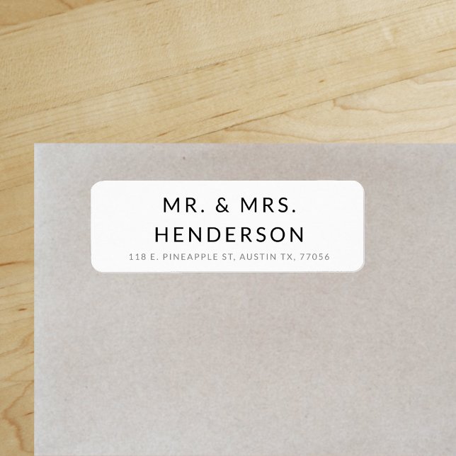Modern Mr & Mrs  Minimal Style  Return Address ("Everyday is abundantly beautiful." 
Sincerely Best Wishes from Lucky Design World)