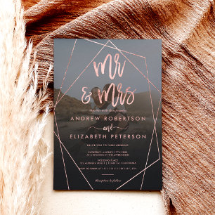 Modern Mr Mrs script terrarium photo wedding Invit Invitation