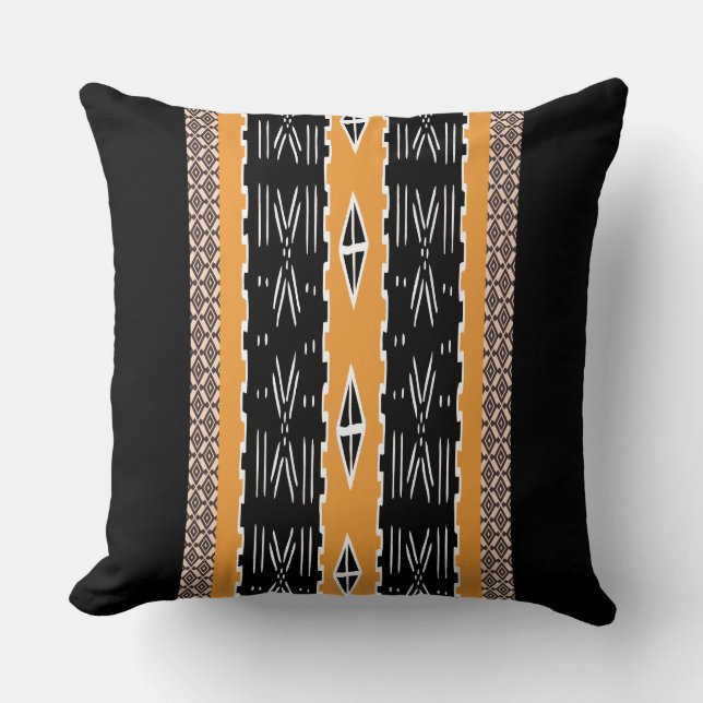 Modern Mud Cloth Design Throw Pillow (Front)