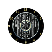 Modern Mud Cloth Pattern Wall Clock