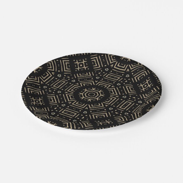 Modern Mudcloth Pattern Paper Plate (Angled)