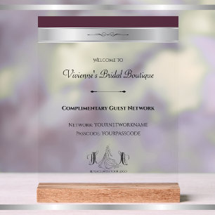 Modern Mulberry Bridal Boutique Client Wi-Fi Acrylic Sign