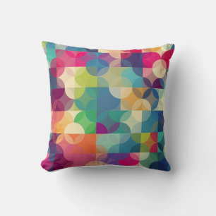 Modern Multi-Color Geometric Shapes Throw Pillow