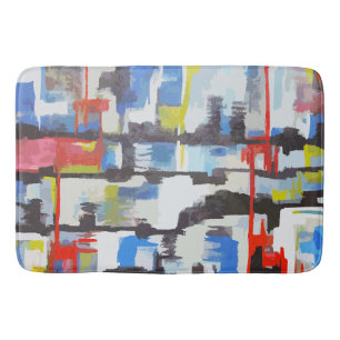 Modern Multi-Colour Abstract Retro Like Bath Mat