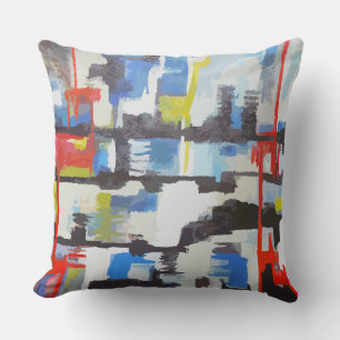 Modern Multi-Colour Abstract Retro-like Square  Throw Pillow