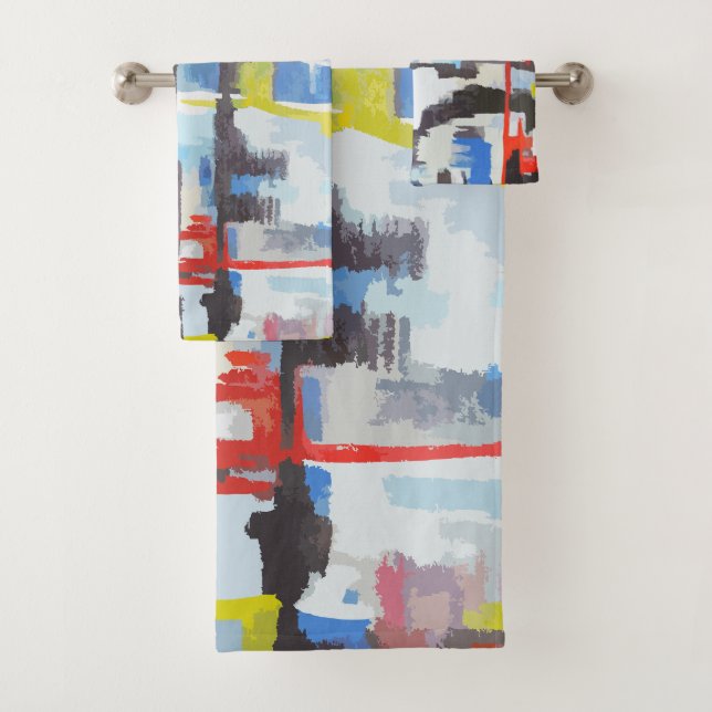 Modern Multi-Colour Abstract Styled Bath Towel Set (Insitu)