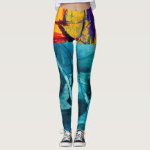 Modern multi colour Abstract Watercolor Legging