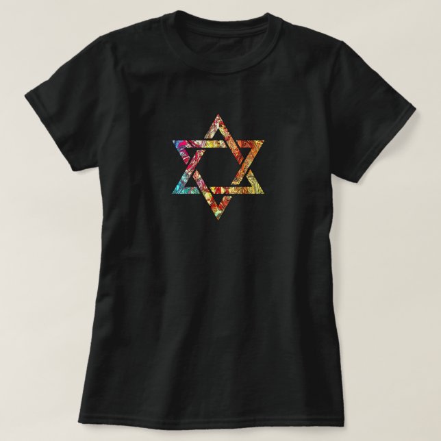 Modern Multi-Colour Art Star of David T-Shirt (Design Front)
