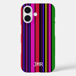 Modern multi colour barcode Designer iPhone 16 Case