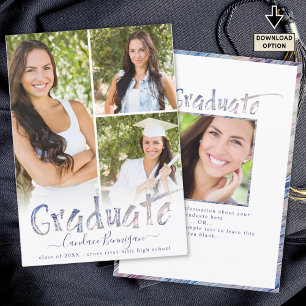 Modern Multi-Colour Brush Graduate Photo Collage Announcement
