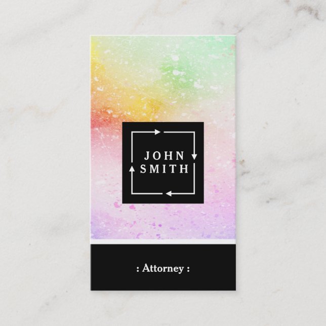 Modern Multi-colour Watercolors Attorney Business Card (Front)