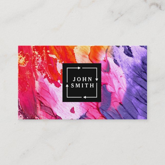 Modern Multi-colour Watercolors Cool Abstract Art Business Card (Front)