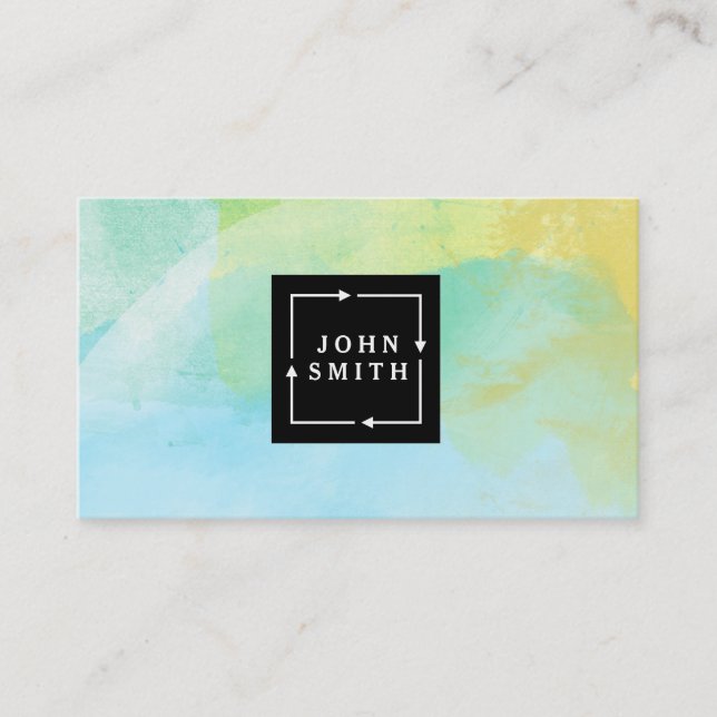 Modern Multi-colour Watercolors Cool Abstract Art Business Card (Front)