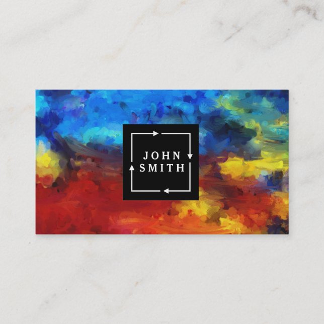 Modern Multi-colour Watercolors Cool Abstract Art Business Card (Front)