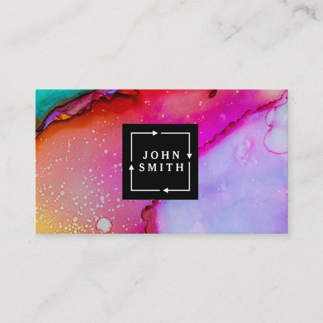 Modern Multi-colour Watercolors Cool Abstract Art Business Card (Front)