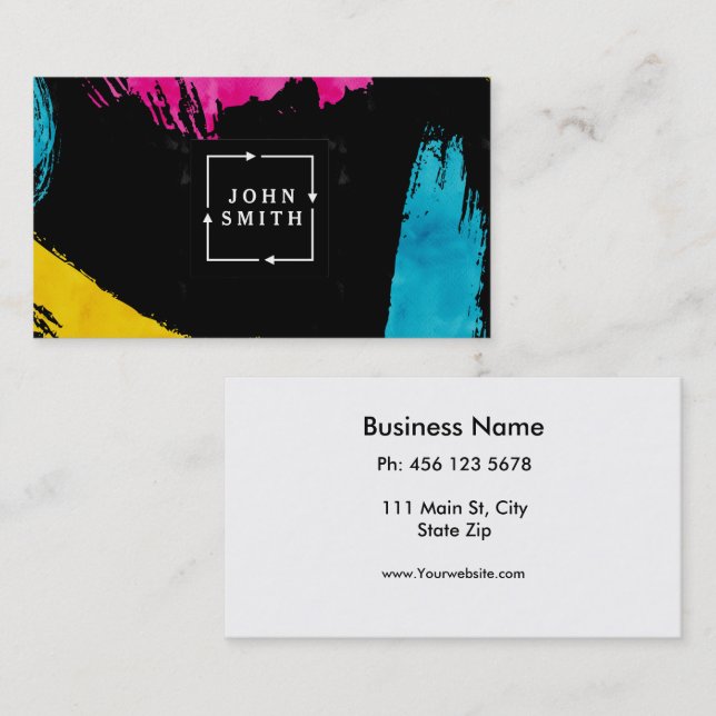 Modern Multi-colour Watercolors Cool Abstract Art  Business Card (Front/Back)