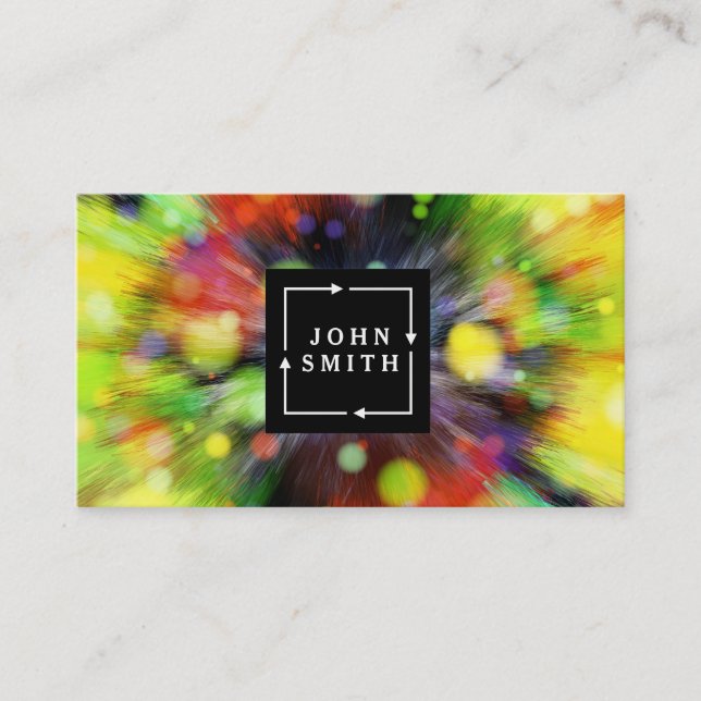 Modern Multi-colour Watercolors Cool Abstract Business Card (Front)