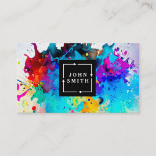 Modern Multi-colour Watercolors Cool Abstract Business Card