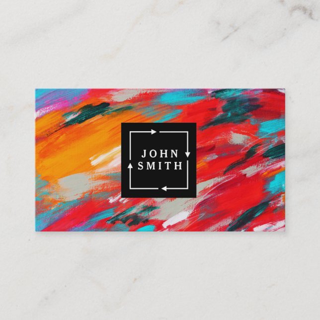 Modern Multi-colour Watercolors Cool Abstract Business Card (Front)